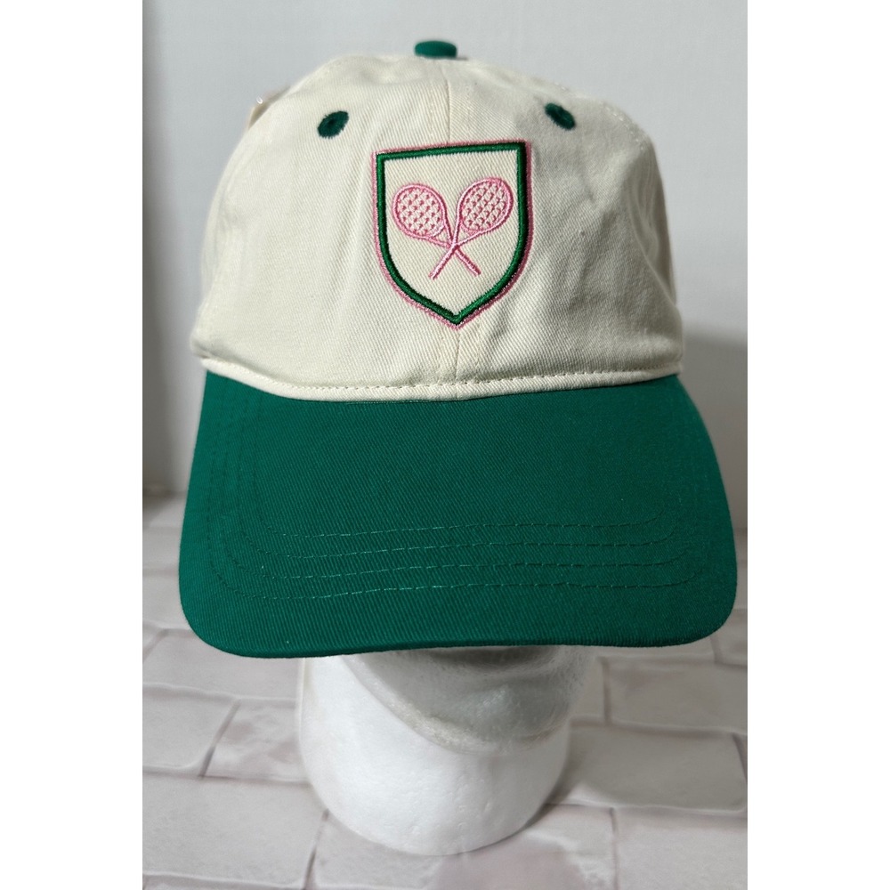 Frasier‎ Sterling Sport Tennis Racquet Crest Baseball Cap Cream Green Adjustable